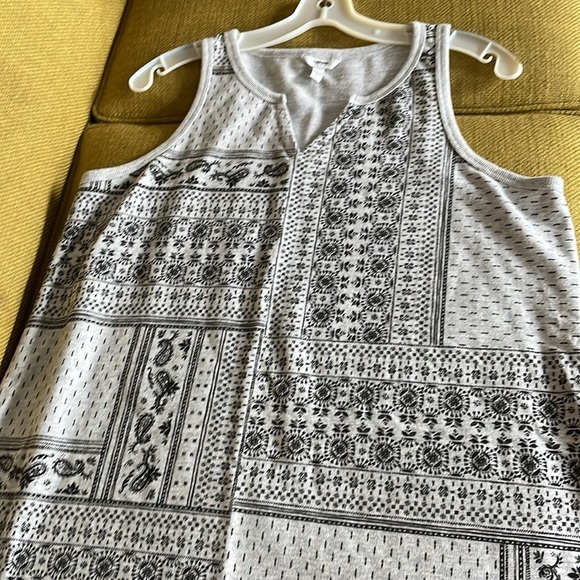 Sonoma Tank Dress Women Size L Grey Black Block Print French Terry Cloth Comfy - Picture 5 of 13